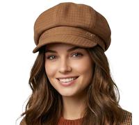 Beret Hat Women Premium Cotton Newsboy Hat Octagonal Cap Trendy Baker Boy Hat for Women Blend Retro Women's Berets for Autumn Winter Women's Hats & Caps (UK, Alpha, One Size, M, Khaki)