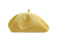 Beret Hat Women Simple Solid Color Spring And Summer Beret Women's Versatile Street Cotton Yarn Breathable Dome Painter Hat(Yellow)