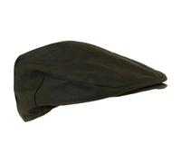JACK PYKE Men's Flat Cap - 100% British Millerain 375gms Waxed Cotton with Cotton Tartan Lining, Tweed Pattern, Popper Peak, Lightweight & Waterproof Newsboy Flat Cap - Green, 59cm