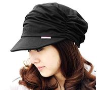 Beret Ladies Fall Winter Design Young Fashion Rib Layers Beanie Drape Hat Brim Visor Cap Flat Cap (Color : Black, Size : One Size)