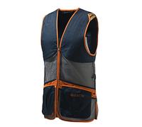 Beretta Unisex Full Mesh Shooting Vest - Breathable Lightweight Competition Vest with Cartridge Pockets & Comfortable Fit, Blue Total Eclipse & Grey, XL