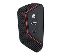 Berfea Key Fob Cover Silicone Key Case Protective Sleeve Remote Accessories compatible with VW Volkswagen MK8 Golf 8 GTI Skoda Octavia 3 Button Car Key