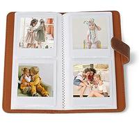 Berfea Mini Photo Album for Fujifilm Instax Square, 80 Pockets Premium PU Leather Film Wallet for Instax Square SQ1/SQ10/SQ20/SQ6/SQ40 Camera, for Polaroid SHARE SP-3 Printer-Brown