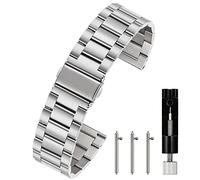 Berfine 18mm Quick Release Watch Strap,Premium Solid Stainless Steel Watch Band Replacement,Silver