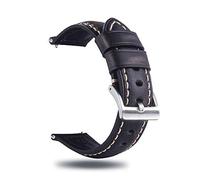 Berfine 24mm Quick Release Retro Leather Watch Band,Vintage Pull-up Leather Watch Strap, Black