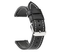 Berfine 24mm Soft Vegetable Tanned Leather Watch Bands, Quick Release Watch Strap Replacement, Black