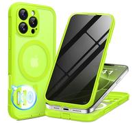 BERFY for iPhone 16 Pro Max Case, Compatible with MagSafe, Built-in Privacy Screen Protector and Camera Protection, Anti-Spy Full Body Shockproof Phone Case for 16 Pro Max 6.9", Matte Bright Green