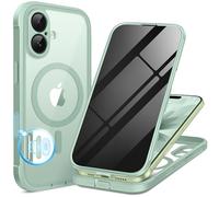 BERFY for iPhone 17 Case, Compatible with MagSafe, Built-in Privacy Screen Protector and Camera Protection, Anti-Spy Full Body Shockproof Clear Phone Case for 17 6.3", Green