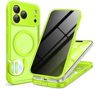 BERFY for iPhone 17 Pro Max Case, Compatible with MagSafe, Built-in Privacy Screen Protector and Camera Protection, Anti-Spy Full Body Shockproof Matte Phone Case for 17 Pro Max 6.9", Bright Green