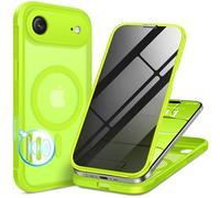 BERFY for iPhone Air Case, Compatible with MagSafe, Built-in Privacy Screen Protector and Camera Protection, Anti-Spy Full Body Shockproof Matte Phone Case for 17 Air 6.5", Bright Green