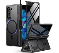 BERFY for Z Fold 6 Case with Privacy Screen Protector, [Compatible with MagSafe][Anti Spy] Built-in S Pen Holder & Kickstand, Full-Body Shockproof Phone Case for Samsung Galaxy Z Fold 6, Black