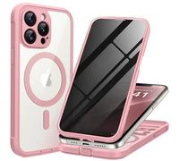 BERFY Magnetic for iPhone 12 Pro Max Case, Compatible with MagSafe, Built-in Privacy Screen Protector and Upgraded Camera Protection, Anti-Spy Full Body Shockproof Phone Case for 12 Pro Max 6.7", Pink