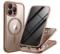 BERFY Magnetic for iPhone 12 Pro Max Case, Compatible with MagSafe, Built-in Privacy Screen Protector and Upgraded Camera Protection, Anti-Spy Full Body Shockproof Phone Case for 12 Pro Max 6.7",Brown