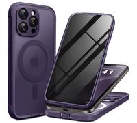 BERFY Magnetic for iPhone 12 Pro Max Case, Compatible with MagSafe,Built-in Privacy Screen Protector and Upgraded Camera Protection,Anti-Spy Full Body Shockproof Phone Case for 12 Pro Max 6.7", Purple