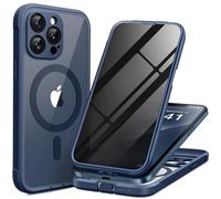BERFY Magnetic for iPhone 12 Pro Max Case, Compatible with MagSafe, Built-in Privacy Screen Protector and Upgraded Camera Protection, Anti-Spy Full Body Shockproof Phone Case for 12 Pro Max 6.7", Blue