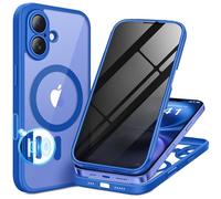 BERFY Magnetic for iPhone 16 Case, Compatible with MagSafe, Built-in Privacy Screen Protector and Upgraded Camera Protection, Anti-Spy Full Body Shockproof Phone Case for 16 6.1", Klein Blue