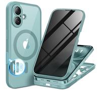 BERFY Magnetic for iPhone 16 Plus Case, Compatible with MagSafe, Built-in Privacy Screen Protector and Upgraded Camera Protection, Anti-Spy Full Body Shockproof Phone Case for 16 Plus 6.7", Green