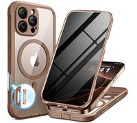 BERFY Magnetic for iPhone 16 Pro Case, Compatible with MagSafe, Built-in Privacy Screen Protector and Upgraded Camera Protection, Anti-Spy Full Body Shockproof Phone Case for 16 Pro 6.3", Desert Gold