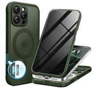 BERFY Magnetic for iPhone 16 Pro Case, Compatible with MagSafe, Built-in Privacy Screen Protector and Upgraded Camera Protection, Anti-Spy Full Body Shockproof Phone Case for 16 Pro 6.3", Green