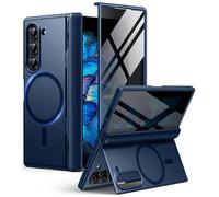 BERFY Magnetic for Samsung Galaxy Z Fold 6 Case with Privacy Screen Protector, [Compatible with MagSafe][Anti Spy] Built-in Hidden Kickstand, Full-Body Shockproof Slim Phone Case for Z Fold 6, Blue