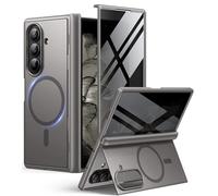 BERFY Magnetic for Samsung Galaxy Z Fold 7 Case with Privacy Screen Protector, [Compatible with MagSafe][Anti Spy] Built-in Hidden Kickstand, Full-Body Shockproof Slim Phone Case for Z Fold 7, Grey