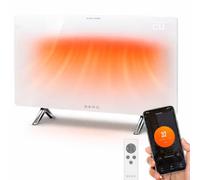 BERG Ultra-Slim Glass Infrared Panel Heater - Smart Electric Heater with Wi-Fi & Remote Control, 12mm Frameless Design, Wall Mounted or Free-Standing, Energy Efficient Room Heating (White, 480W)