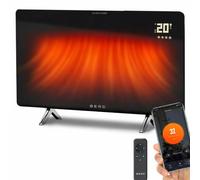 BERG Ultra-Slim Glass Infrared Panel Heater - Smart Electric Heater with Wi-Fi & Remote Control, 12mm Frameless Design, Wall Mounted or Free-Standing, Energy Efficient Room Heating (Black, 480W)