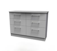 Ready Assembled 2 U Carlton 6 Drawer Wide Chest (Ready Assembled) in Grey | Size: Large Ready Assembled 2 U Grey Large