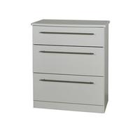 Welcome Furniture Ready Assembled Edina 3 Drawer Deep Chest - Grey Matt, Grey
