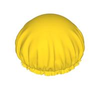 Bergamot Yellow Double Layer Waterproof Shower Cap, Extra Large Soft Elastic Band, Reusable Bath Cap For Women Men,Full Print Design