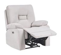 Electric Recliner Chair BERGEN with Footrest Velvet Light Beige