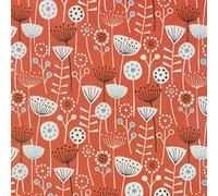 Bergen Burnt Orange Floral Scandinavian Oilcloth Wipe Clean Tablecloth 134cm x 270cm Rectangle (53" x 107")