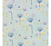 Bergen Duck Egg Seafoam Floral Scandinavian Oilcloth Wipe Clean Tablecloth 120cm Round (47")