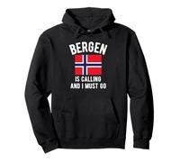 Bergen Is Calling And I Must Go Norway Vintage Flag Vacation Pullover Hoodie