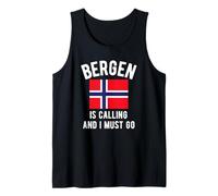 Bergen is Calling and I Must Go Norway Vintage Flag Vacation Tank Top