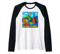 Bergen Norway Tourist Attractions Adventure Travel Souvenir Raglan Baseball Tee