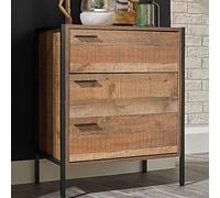 LPD Furniture Hoxton 3 Drawer Chest Distressed Oak Effect, Brown