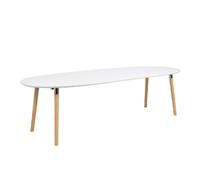 bergen wooden dining table oval with matt oak legs in white