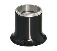 BERGEON 2.5x Biconvex Lens Watchmaker's Magnifier - Black Plastic Frame, Screwed Ribbed Ring, 100mm Focal Length, 10 Dioptre