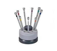 Bergeon 5970 Watchmaker Screwdriver Set on Rotating Stand, 9 Pieces, Ø 0.50-2.50 mm, Watchmaker Tools Screwdrivers, Swiss Made
