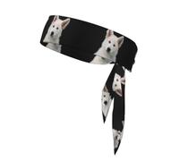 Berger Blanc Suisse Gray Background White Dogs, Head Tie, Sports Headband Tie Back, Multi Sweatband for Men Women