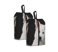 Berger Blanc Suisse Gray Background White Dogs, Travel Shoe Bags 2 Pack, Waterproof Shoe Storage Bags, Shoe Organizer for Travel and Home