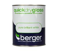 BERGER Quick Dry Gloss 750ml Brilliant White, Various
