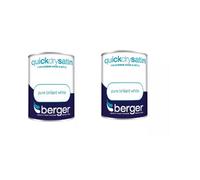 Berger Quick Dry Satin Sheen Paint Pure Brilliant White 750Ml Pack Of 2