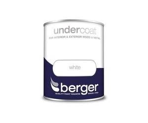 Berger Undercoat Brilliant White 750ml - Interior & Exterior Wood & Metal Prep, 8m²/L Coverage, 5089640