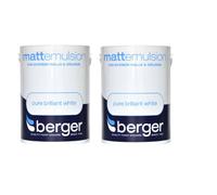 Berger Vinyl Matt Paint Pure Brilliant White 5L Pack Of 2