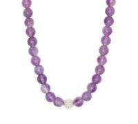 BERGERLIN Amethyst Necklace Genuine - Pearl Necklace with 925 Sterling Silver Pearl - Genuine Amethyst Necklace in Size M-L