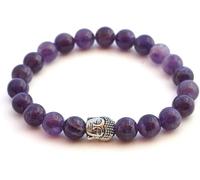 BERGERLIN Buddha Bracelet with Genuine 8 mm Natural Stone or Lava Stone Beads - Natural Stone Bracelet with Certificate of Authenticity, XS-S, Stone