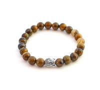 BERGERLIN Buddha Bracelet with Genuine 8 mm Natural Stone or Lava Stone Beads - Natural Stone Bracelet with Certificate of Authenticity, XS-S, Stone