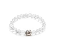 BERGERLIN Buddha Bracelet with Genuine 8 mm Natural Stone or Lava Stone Beads - Natural Stone Bracelet with Certificate of Authenticity, XS-S, Stone